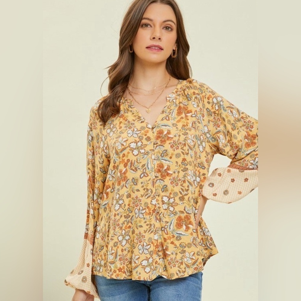 NEW Heyson Floral Printed Peasant Top